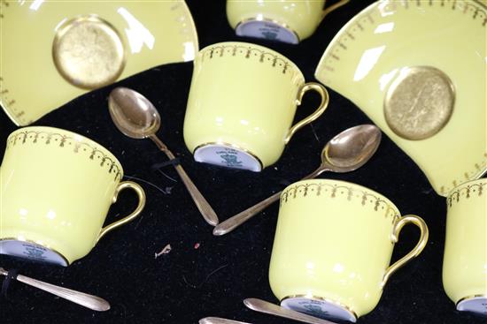 A Coalport tea set & silver spoons in fitted case